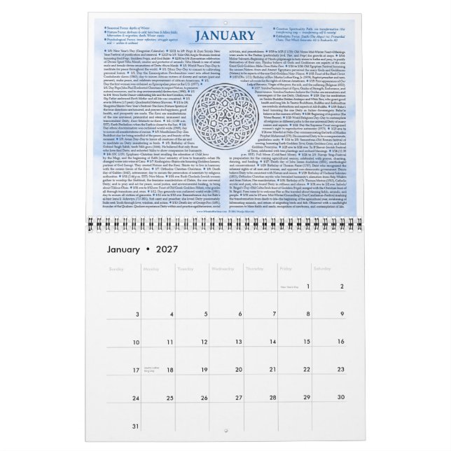 Calendrier La roue de la mystique de l'année 2013 (Jan 2027)