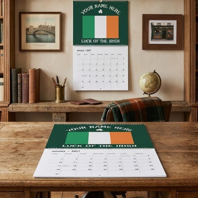 Calendrier La Saint-Patrick Drapeau de l'Irlande Nom personna (Créateur téléchargé)