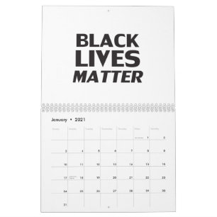 Calendrier La vie des Noirs compte typographie moderne blanch