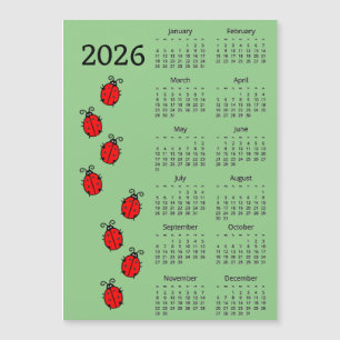 Calendrier Lady Bugs 2026 Carte Magnétique