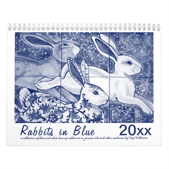 Calendrier Lapins en Lapin Bleu Tuile lapin Art original (Protection)