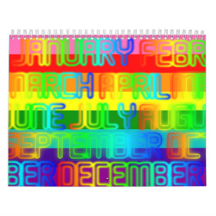 Calendrier L'arc-en-ciel coloré heureux colore la typographi