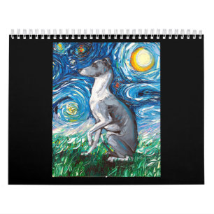 Calendrier L'art du chien hippet de nuit étoilé en Grèce
