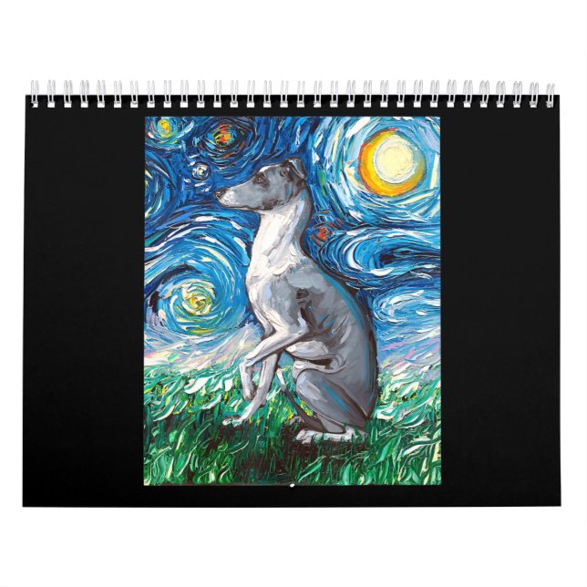 Calendrier L'art du chien hippet de nuit étoilé en Grèce (Protection)