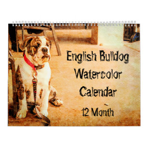 Calendrier Le bouledogue anglais Taureau britannique de 12