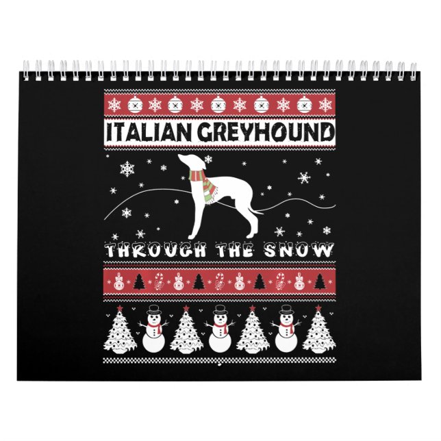 Calendrier Le Gryhound italien à travers le Noël de neige (Protection)
