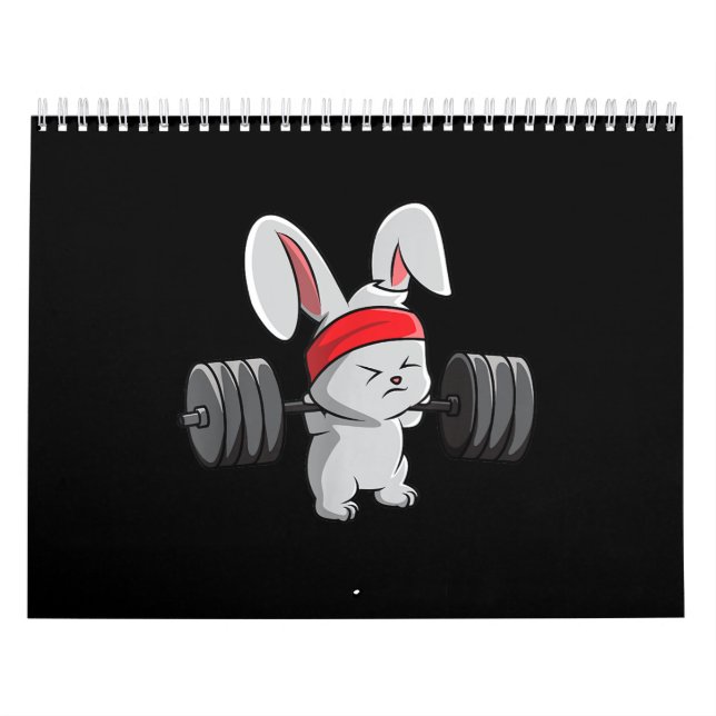 Calendrier Le Lapin Gym Rabbit Ness Haltérophilie Art Amusant (Protection)