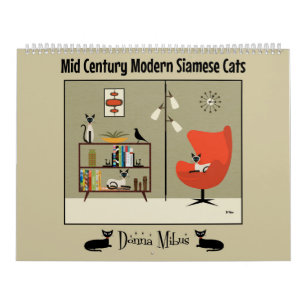 Calendrier Le milieu du siècle moderne chats siamois