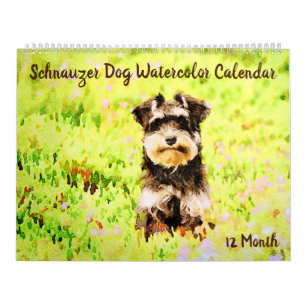 Calendrier Le Schnauzer adorable de 12 mois poursuit l'art