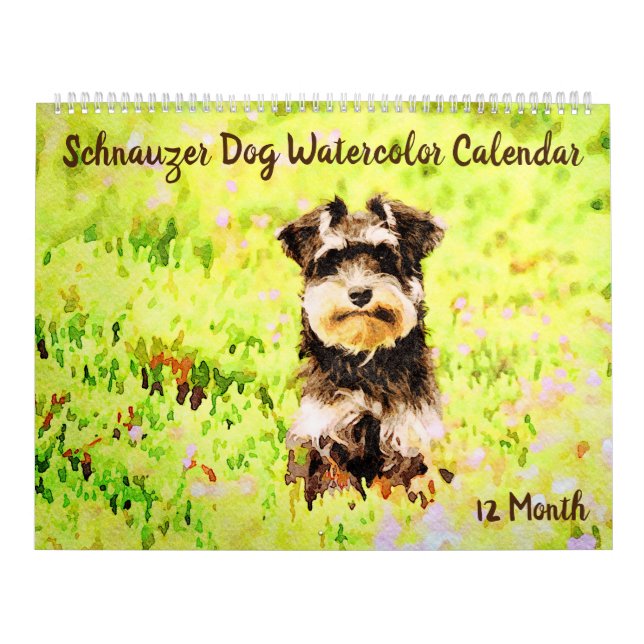 Calendrier Le Schnauzer adorable de 12 mois poursuit l'art (Protection)