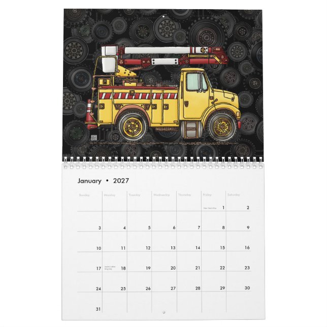 Calendrier Le travail troque des camions d'amusement (Jan 2027)