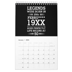 Calendrier Les légendes personnalisées sont nées à la date Mo