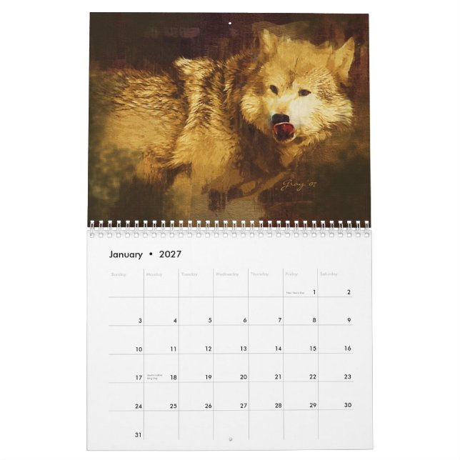 Calendrier Les loups gris de Yellowstone (Jan 2027)