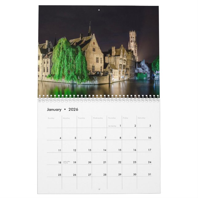 Calendrier Les paysages de Bruges (Jan 2026)