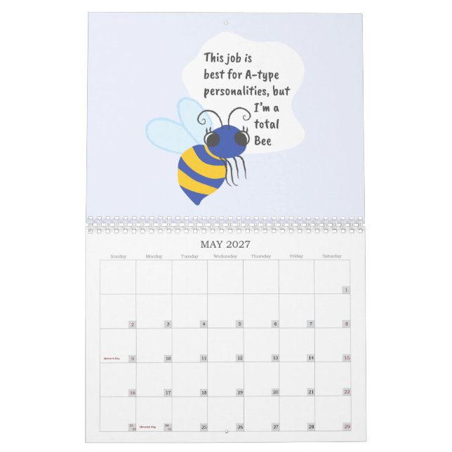 Calendrier Les puns animaux : triste édition travailleur (Mai 2027)