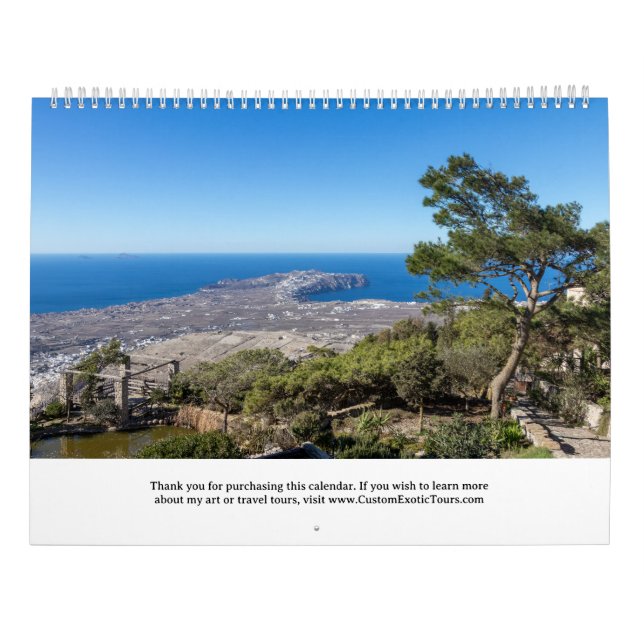 Calendrier L'île de Santorin, Grèce Photo (Dos)