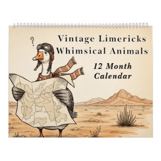 Calendrier Limericks Vintage Animaux Fantaisistes | Nonsense