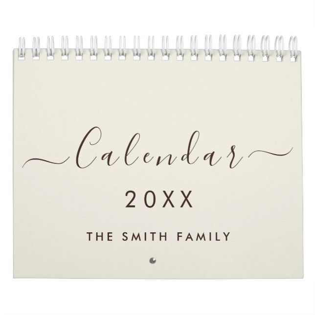 Calendrier Linge Antique de Luxe Nom Personnalisé Script 2027 (Protection)