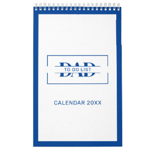 Calendrier Listes de choses à faire avec monogramme bleu mode