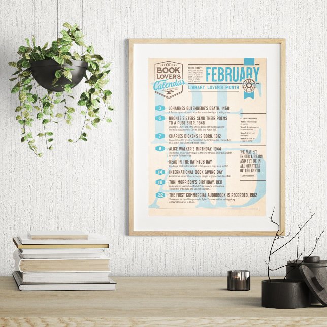 Calendrier Littéraire Poster Février (Créateur téléchargé)