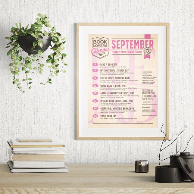 Calendrier Littéraire Poster Septembre (Créateur téléchargé)