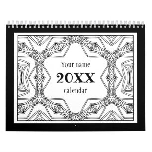 Calendrier Livre de couleurs Motif noir et blanc