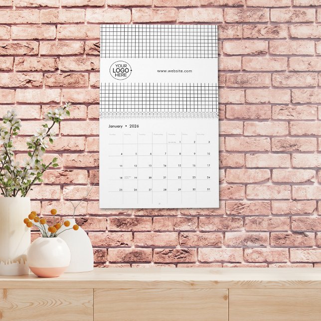 Calendrier Logo d'affaires noir et blanc promotionnel (Business Logo Black and White Promotional Calendar)