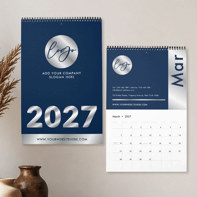 Calendrier Logo de l'entreprise Navy & Silver Promotionnel 20 (Créateur téléchargé)