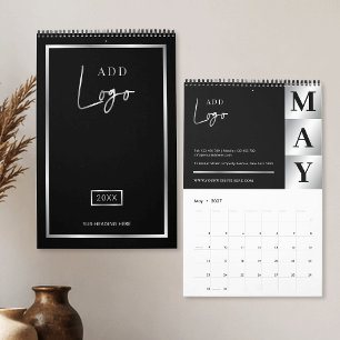 Calendrier Logo d'entreprise noir et argent personnalisé 2027