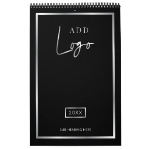 Calendrier Logo d'entreprise noir et argent personnalisé 2027