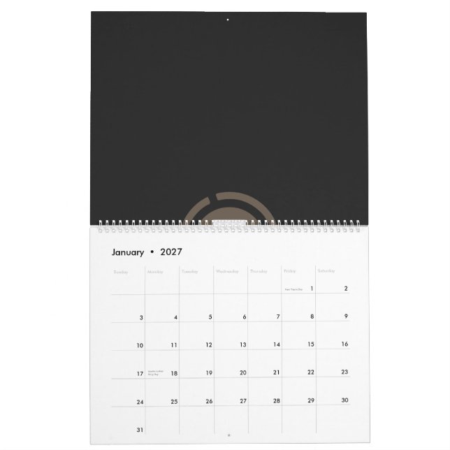 Calendrier logo noir et brun avec la lettre 9 (Jan 2027)