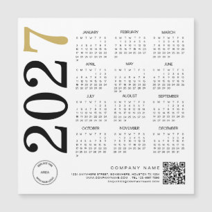 Calendrier Logo QR Code Entreprise Or Blanc 2027