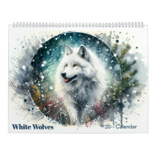 Calendrier Loups Blancs Forêt Nordique enneigée