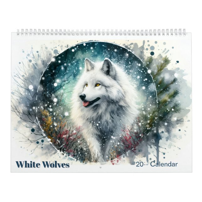 Calendrier Loups Blancs Forêt Nordique enneigée (Protection)