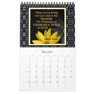 Calendrier LOVE What U're Do Calendar par la poète Adiela Ako