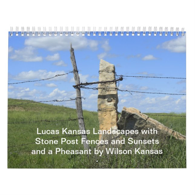 Calendrier Lucas Kansas Paysages Coucher de soleil Stone Post (Protection)