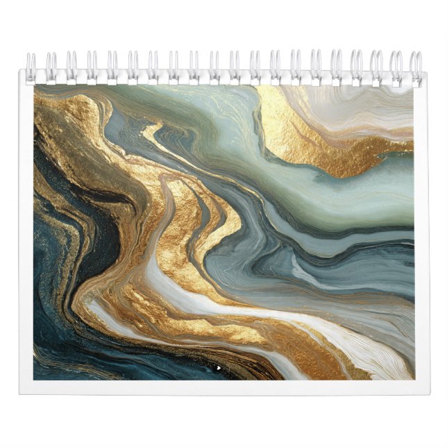 Calendrier Luxueux Abstrait Fluide Or 2027 (Protection)