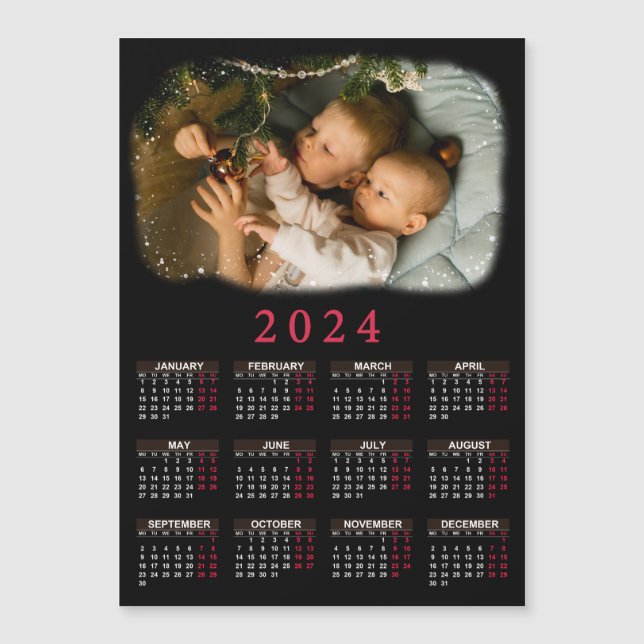 Calendrier magnétique 2024 avec photos d'enfants (Devant)