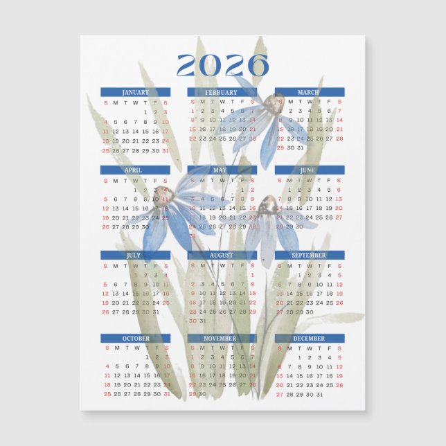 Calendrier magnétique 2026 - Aquarelle de marais b (Devant)