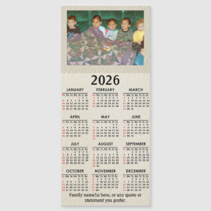 Calendrier magnétique 2026 avec votre photo et tex
