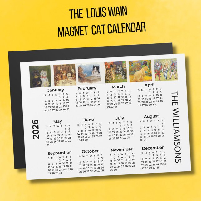 Calendrier magnétique 2026 des chats de Louis Wain (Créateur téléchargé)