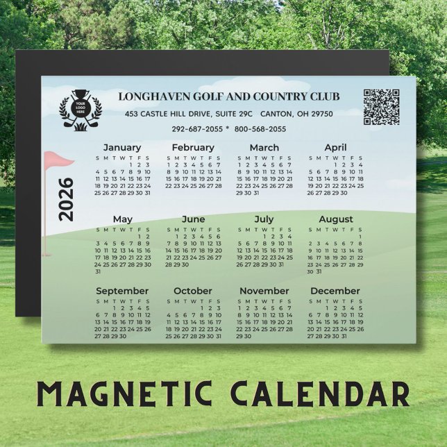 Calendrier magnétique 2026 Ligue de golf Code QR L (Créateur téléchargé)