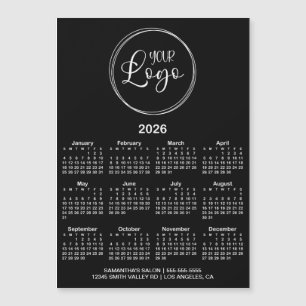Calendrier magnétique 2026 Logo Noir et Blanc