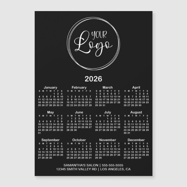 Calendrier magnétique 2026 Logo Noir et Blanc (Devant)