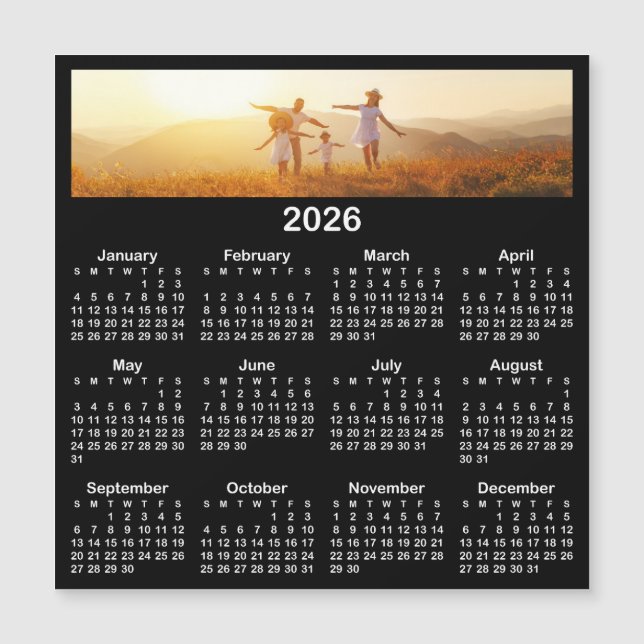 Calendrier magnétique 2026 Photo Panorama Noir Bla (Devant)