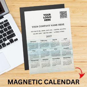 Calendrier magnétique 2027 avec code QR et nom de 