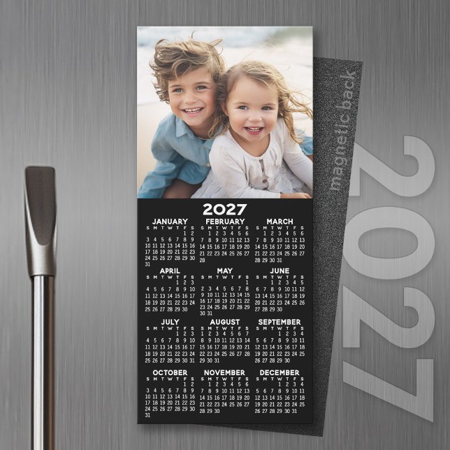 Calendrier magnétique 2027 avec collage de photos (2027 Calendar Magnet with Photo Option - Great Refrigerator Magnet Calendars)