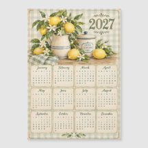 Calendrier Magnétique 2027 - Citron Rétro