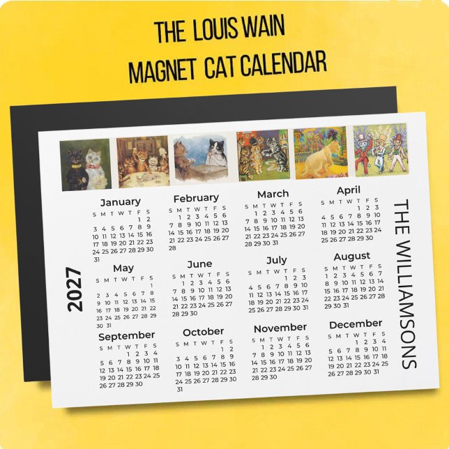 Calendrier magnétique 2027 des chats de Louis Wain (Créateur téléchargé)