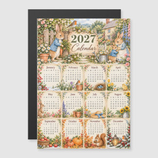 Calendrier magnétique 2027 - Lapins dans le jardin